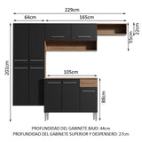 Cocina Integral 229cm Marrón/Negro Emilly Fit 03
