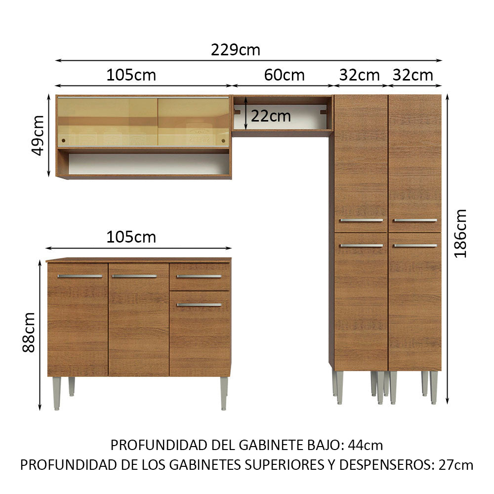 Cocina Integral 229cm Marrón Emilly 04