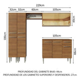 Cocina Integral 229cm Marrón Marrón Emilly 06