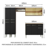 Cocina Integral 229cm Marrón Marrón/Negro Emilly 06