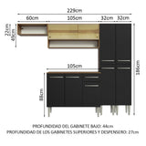 Cocina Integral 229cm Marrón/Negro Emilly 07