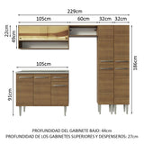 Cocina Integral 229cm con Fregadero Marrón Emilly 11