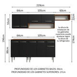 Cocina Integral 229cm con Encimera Marrón/Negro Emilly Madesa 14