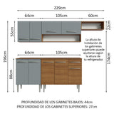 Cocina Compacta 229cm Marrón/Gris Emilly 15