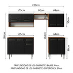 Cocina Compacta 229 cm 9 Puertas 1 Cajón Marrón/Negro Emilly Madesa 15