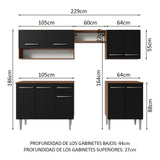 Cocina Compacta 229cm Marrón/Negro Emilly 15