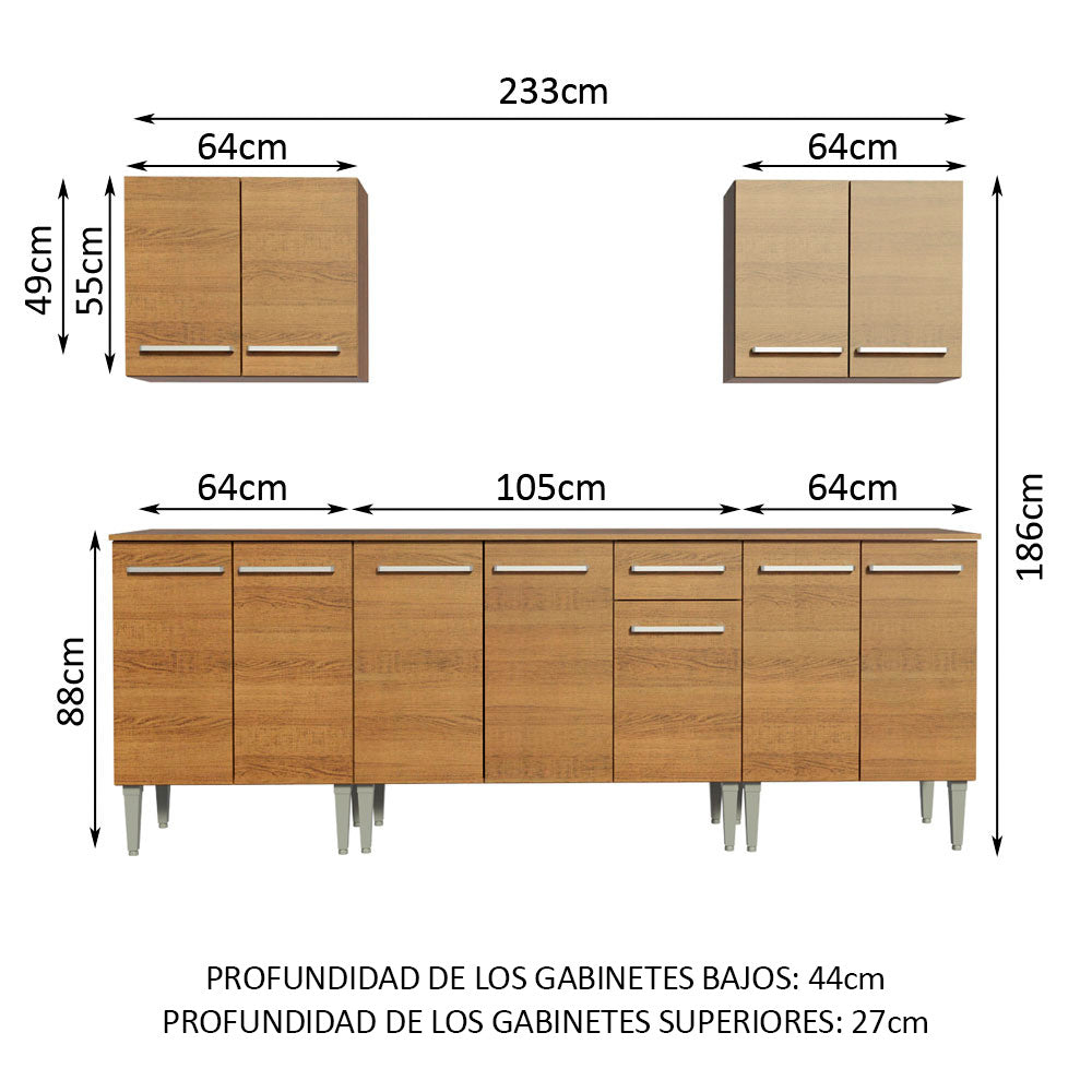 Cocina Integral 233cm Marrón Emilly King 01