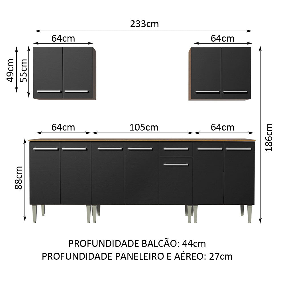 Cocina Integral 233cm Marrón/Negro Emilly King 01