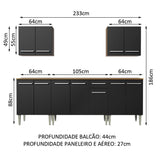 Cocina Integral 233cm Marrón/Negro Emilly King 01