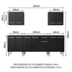 Cocina Integral 233 cm Marrón/Negro Emilly Madesa
