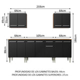 Cocina Integral 233cm Marrón/Negro Emilly King 01