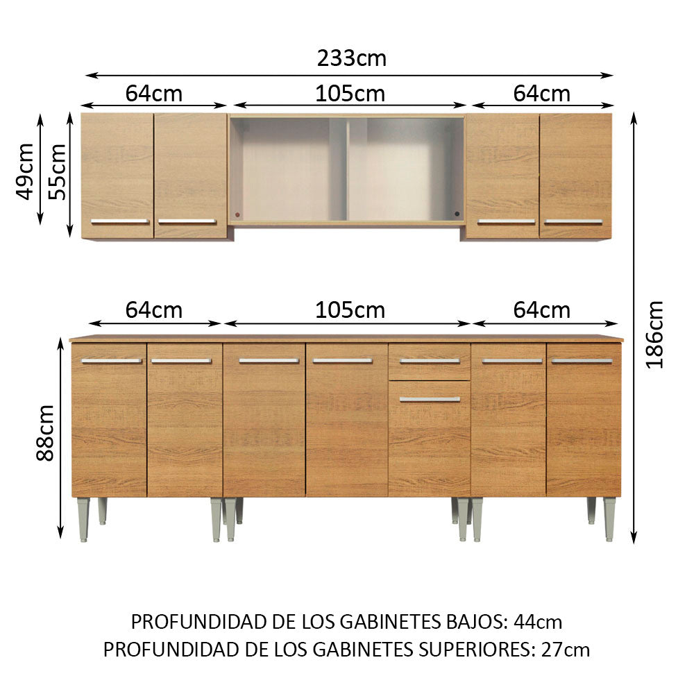 Cocina Integral 233cm Marrón Emilly Wind 02