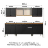 Cocina Integral 233cm Marrón/Negro Emilly Wind 02