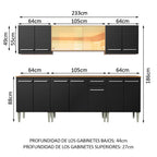 Cocina Integral 233 cm 13 Puertas 1 Cajón Marrón/Negro Emilly Madesa 03