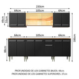 Cocina Integral 233cm Marrón/Negro Emilly 03
