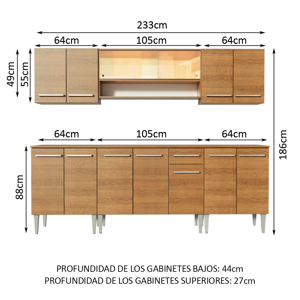 Cocina Integral 233cm Marrón Emilly Smile 04