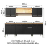 Cocina Integral 233cm Marrón/Negro Emilly Smile 04
