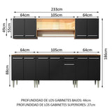 Cocina Integral 233cm Marrón/Negro Emilly Smile 04