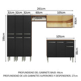 Cocina Integral 261cm Marrón/Negro Emilly 05
