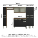 Cocina Integral 261cm Marrón/Negro Emilly 06