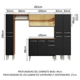 Cocina Integral 261cm Marrón/Negro Emilly 07