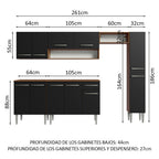 Cocina Integral 261 cm Marrón/Negro Emilly Madesa
