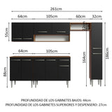 Cocina Compacta 261cm Marrón/Negro Emilly 09