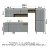 Cocina Integral 293cm Marrón/Gris Emilly 01