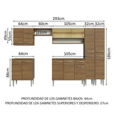 Cocina Integral 293cm Marrón Emilly 03