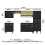 Cocina Integral 293cm Marrón/Negro Emilly 03