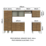 Cocina Integral 293cm Marrón Emilly 04