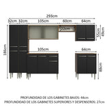 Cocina Integral 293cm Marrón/Negro Emilly 04