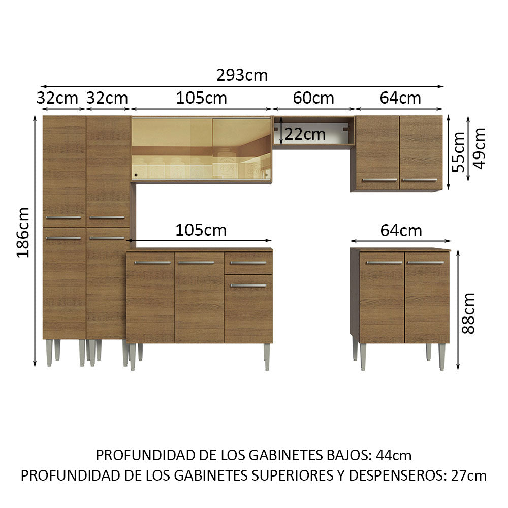 Cocina Integral 293cm Marrón Emilly 05