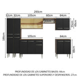 Cocina Integral 293cm Marrón/Negro Emilly 05