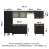 Cocina Integral 293cm con Fregadero Marrón/Negro Emilly 06