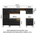 Cocina Integral 293cm con Fregadero Marrón/Negro Emilly 08