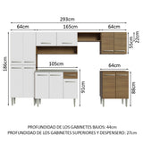 Cocina Integral 293cm con Fregadero Marrón/Blanco Emilly 08