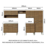 Cocina Integral 293cm con Fregadero Marrón Emilly 09