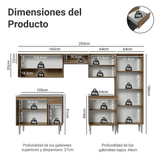 Cocina Integral 293cm con Fregadero Marrón/Negro Emilly 09