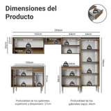Cocina Integral 293cm con Fregadero Marrón/Gris Emilly 09