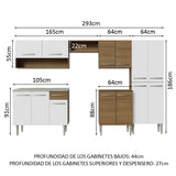 Cocina Integral 293cm con Fregadero Marrón/Blanco Emilly 09