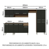 Cocina Integral 293cm Marrón/Negro Emilly 10