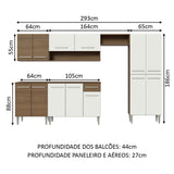 Cocina Integral 293cm Emilly Marrón/Blanco Madesa 10