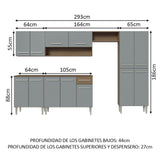 Cocina Integral 293cm Marrón/Gris Emilly 10