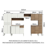 Cocina Integral 325cm Emilly Marrón/Blanco Joy 01