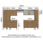 Cocina Integral 325 cm 15 Puertas 1 Cajón Marrón Emilly Madesa 03