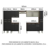 Cocina Integral 325cm Marrón/Negro Emilly 03