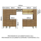 Cocina Integral 325 cm 15 Puertas 1 Cajón Marrón Emilly Madesa 04