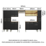 Cocina Integral 325cm Marrón/Negro Emilly 04
