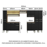 Cocina Integral 325cm Marrón/Negro Emilly 05